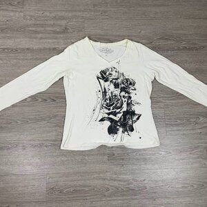 Women's Long sleeve top, Y2k, Grunge aesthetic, V neck tee, Graphic, Streetwear